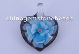 LP09 16*30*40mm heart inner flower lampwork glass pendants