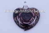 LP12 13*38*43mm heart inner flower lampwork glass pendants