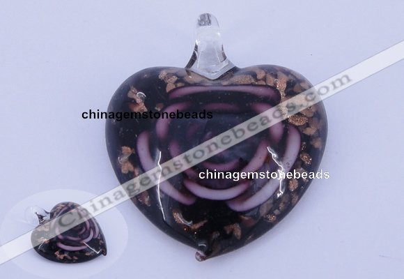 LP12 13*38*43mm heart inner flower lampwork glass pendants