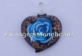 LP14 15*38*48mm heart inner flower lampwork glass pendants