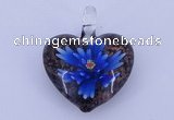 LP16 15*32*38mm heart inner flower lampwork glass pendants