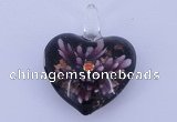 LP17 16*33*42mm heart inner flower lampwork glass pendants
