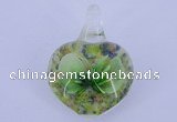 LP18 18*30*40mm heart inner flower lampwork glass pendants