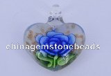 LP20 16*35*40mm heart inner flower lampwork glass pendants