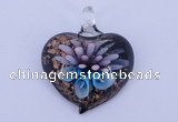 LP21 14*36*42mm heart inner flower lampwork glass pendants