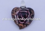 LP23 14*34*45mm heart inner flower lampwork glass pendants