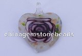 LP24 11*37*45mm heart inner flower lampwork glass pendants