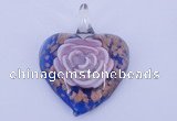 LP26 15*40*50mm heart inner flower lampwork glass pendants