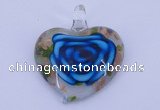 LP27 12*38*43mm heart inner flower lampwork glass pendants