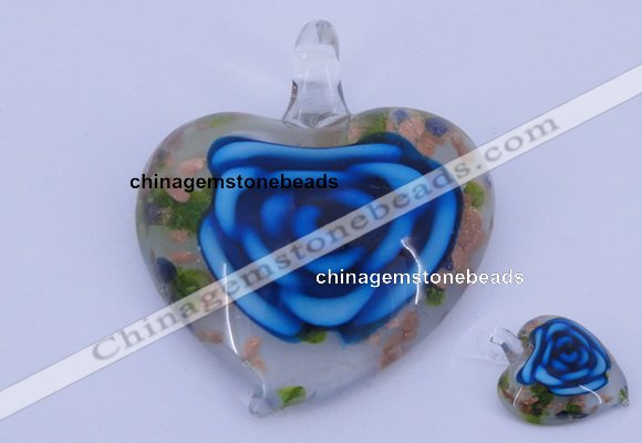 LP27 12*38*43mm heart inner flower lampwork glass pendants