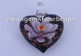 LP28 16*31*35mm heart inner flower lampwork glass pendants