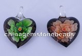 LP30 16*31*41mm heart inner flower lampwork glass pendants