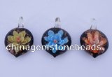 LP33 16*30*45mm heart inner flower lampwork glass pendants