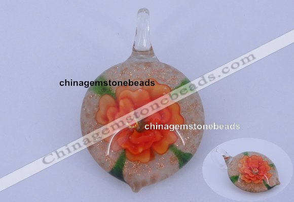 LP34 14*32*48mm heart inner flower lampwork glass pendants