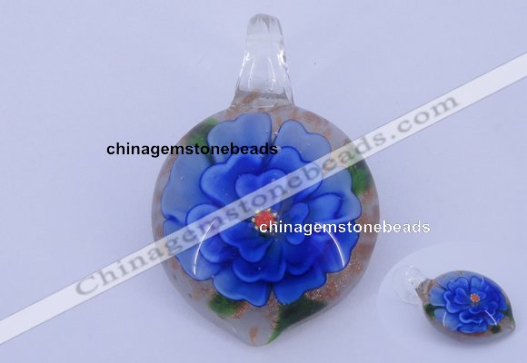 LP35 14*30*45mm heart inner flower lampwork glass pendants