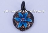 LP36 13*30*45mm heart inner flower lampwork glass pendants