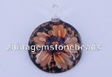 LP49 13*35*47mm flat round inner flower lampwork glass pendants