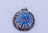 LP50 13*34*47mm flat round inner flower lampwork glass pendants