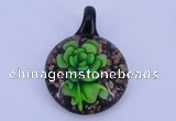 LP51 13*33*45mm flat round inner flower lampwork glass pendants