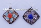 LP55 12*38*48mm diamond inner flower lampwork glass pendants