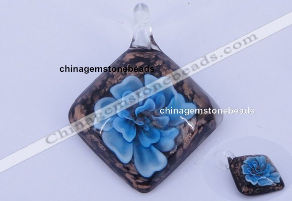 LP59 12*38*48mm diamond inner flower lampwork glass pendants