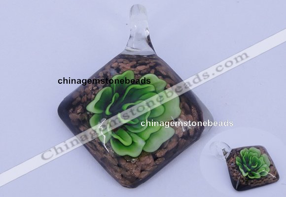 LP61 12*40*48mm diamond inner flower lampwork glass pendants