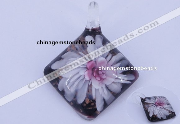 LP62 12*39*50mm diamond inner flower lampwork glass pendants