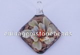 LP67 12*38*48mm diamond inner flower lampwork glass pendants