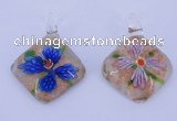 LP68 12*38*48mm diamond inner flower lampwork glass pendants