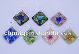 LP70 12*38*48mm diamond inner flower lampwork glass pendants