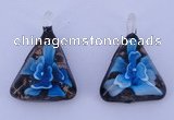 LP71 11*32*44mm triangle inner flower lampwork glass pendants