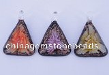 LP72 11*33*47mm triangle inner flower lampwork glass pendants