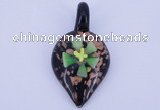 LP83 12*30*57mm leaf inner flower lampwork glass pendants