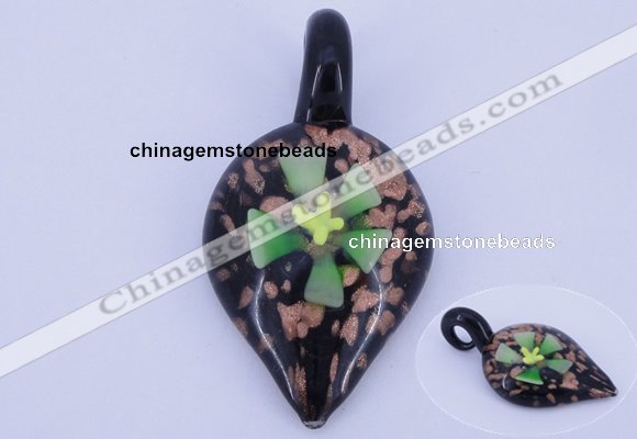 LP83 12*30*57mm leaf inner flower lampwork glass pendants