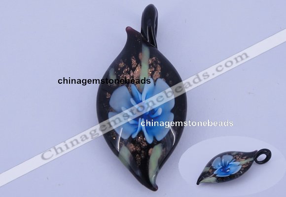 LP84 13*26*58mm leaf inner flower lampwork glass pendants