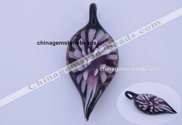 LP88 11*26*60mm leaf inner flower lampwork glass pendants