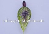 LP89 11*26*65mm leaf inner flower lampwork glass pendants