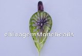 LP89 11*26*65mm leaf inner flower lampwork glass pendants