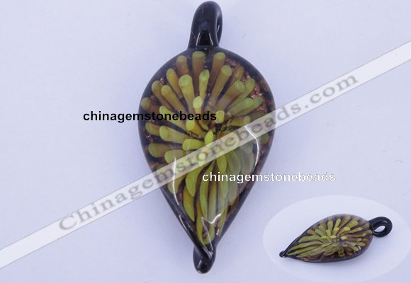 LP90 13*25*53mm leaf inner flower lampwork glass pendants