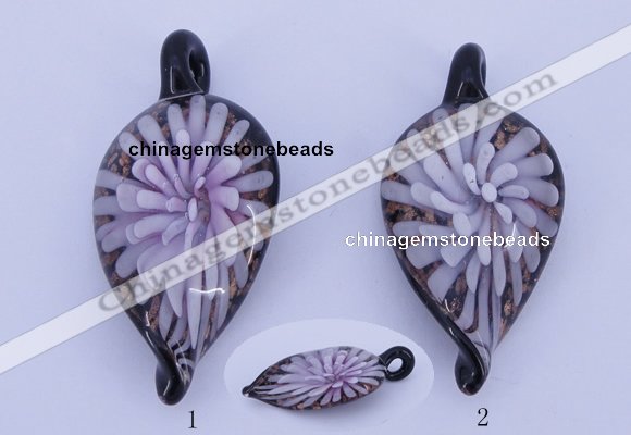 LP94 11*27*54mm leaf inner flower lampwork glass pendants