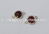 NGC1012 10mm flat round agate gemstone connectors wholesale