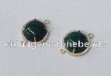 NGC1017 15mm flat round agate gemstone connectors wholesale