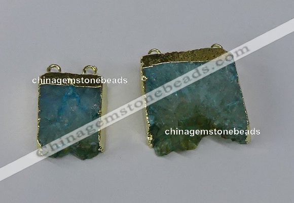 NGC1054 15*25mm – 25*30mm freeform druzy agate connectors wholesale