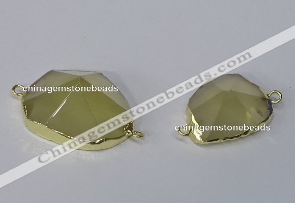 NGC1056 18*25mm – 30*35mm freeform lemon quartz connectors wholesale