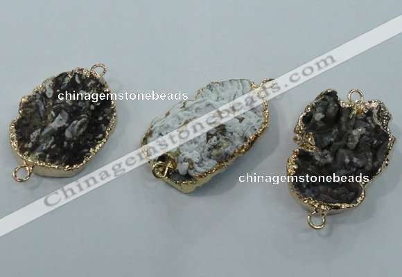 NGC106 25*35mm - 30*40mm freeform druzy agate connectors wholesale