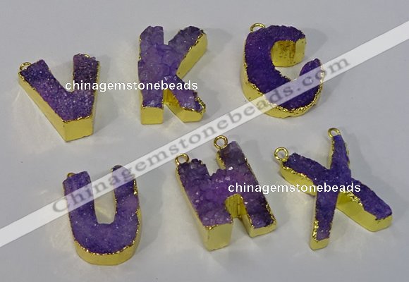 NGC1067 20*25mm - 25*30mm letter druzy agate connectors wholesale