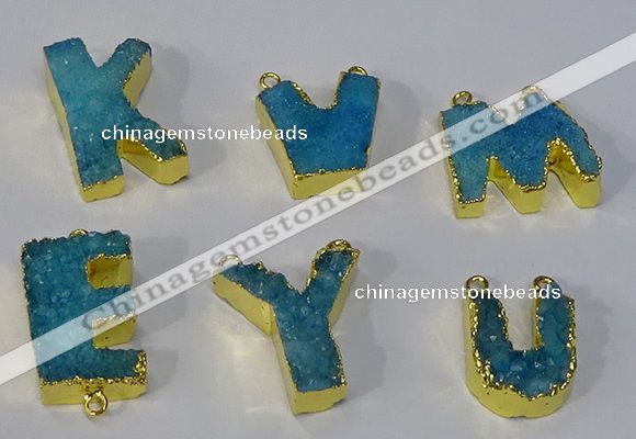 NGC1069 20*25mm - 25*30mm letter druzy agate connectors wholesale