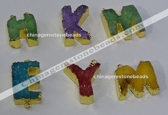 NGC1071 20*25mm - 25*30mm letter druzy agate connectors wholesale