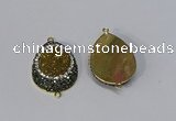 NGC1072 25*35mm teardrop druzy agate connectors wholesale