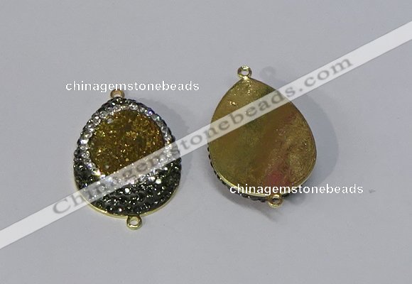 NGC1072 25*35mm teardrop druzy agate connectors wholesale